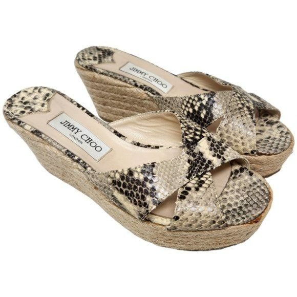 Jimmy Choo DOVINA Sandals Wedge Espadrille Snake Embossed Women's Size 9 - Picture 8 of 10
